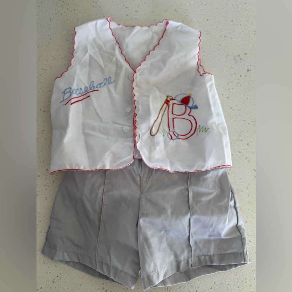 Vintage Baby Baseball Set Vest & Drawers ⚾️
